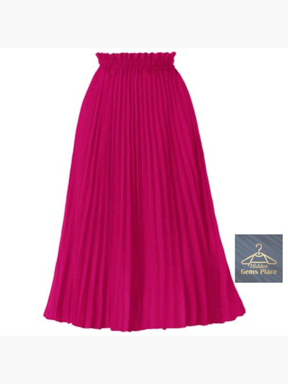 High Waist Pleated A-Line Midi Skirt Flowy Swing Skirt S-3XL - Picture 2 of 7